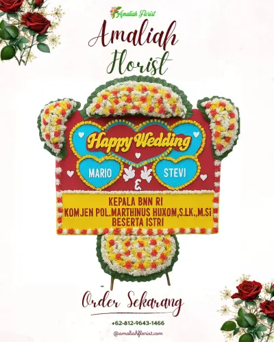 Karangan Papan Bunga Pernikahan di Kendo